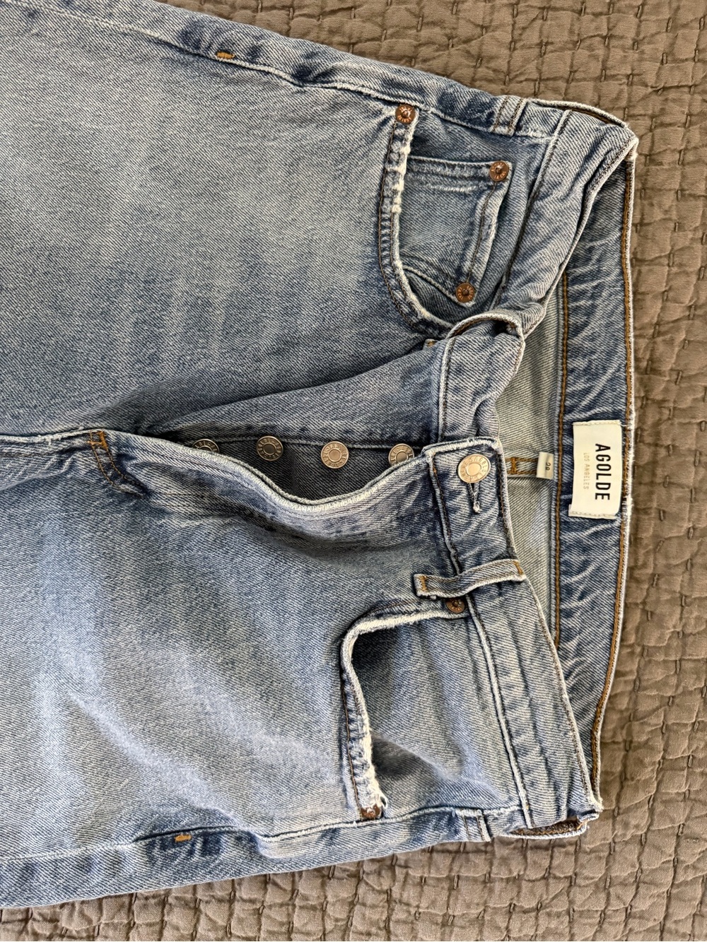 Light Wash Straight Leg Jeans - Agolde - Picture 4 of 6